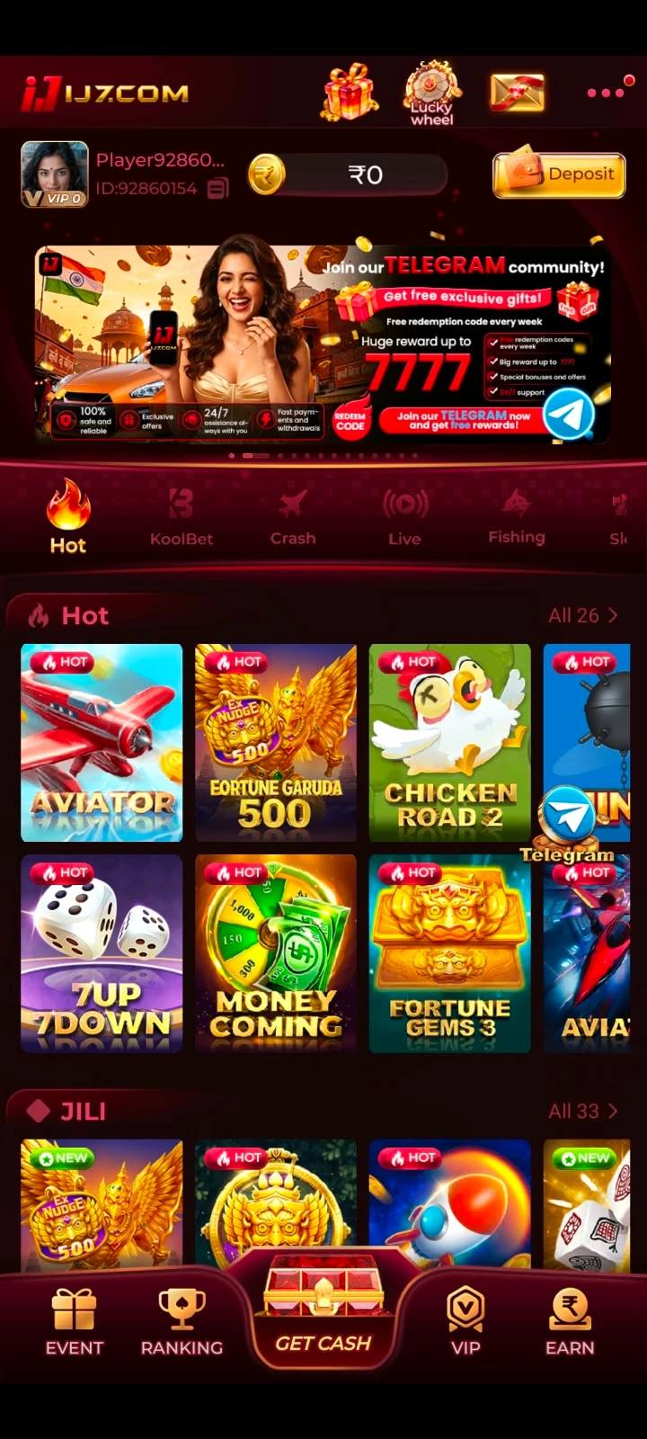 IJ7 Game Dashboard Features and Menu Options