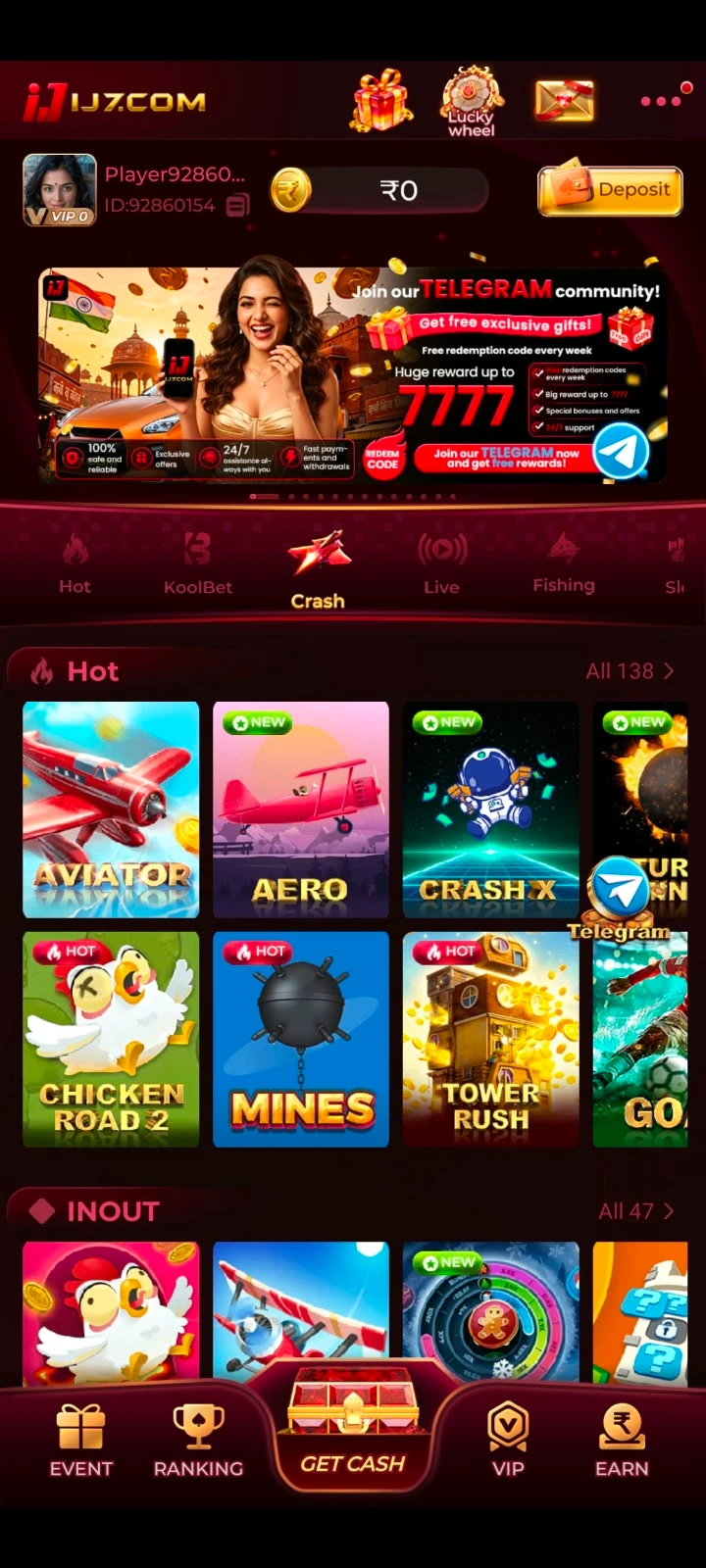 IJ7 Game Dashboard Features and Menu Options